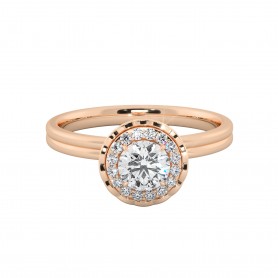 Cathedral setting Hidden Halo Diamond Engagement Ring 