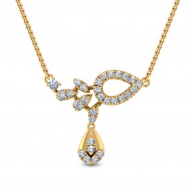 Leaf Diamond double Hook Pendant Necklace