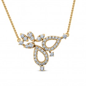 Leaf Diamond Double Hook Pendant  Necklace