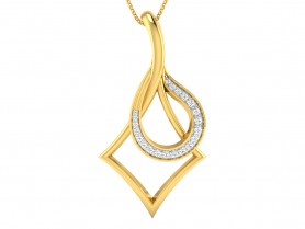 Interlock Diamond Two tone Pendant Set