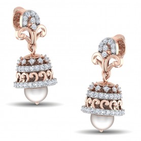 Diamond & Pearl Sequence Jhumki - Temple Jewelry Collection