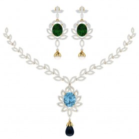 Topaz & Diamond  Bridal Necklace Set