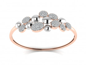Diamond Floral Two tone Bangle Bracelet