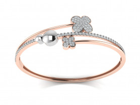 Diamond Floral Two tone Bangle Bracelet