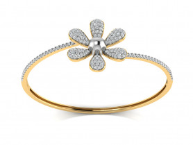 Diamond Floral Two tone Bangle Bracelet