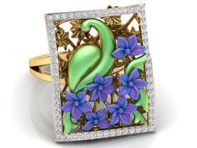  Diamond  & Enamel Ring - Nature Collection