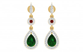 Diamond, Emerald & Ruby Drop Earring