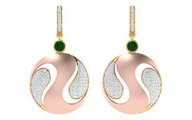 Two tone Diamond & Peridot Drop Earring