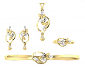 Diamond Jewelry set - Pendant, Earring, Ring & Bracelet