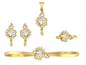 Diamond Jewelry set - Pendant, Earring, Ring & Bracelet