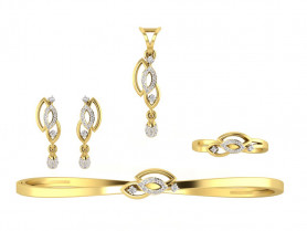 Diamond Jewelry set - Pendant, Earring, Ring & Bracelet