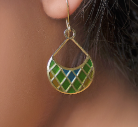 Enamel  Gold Earring