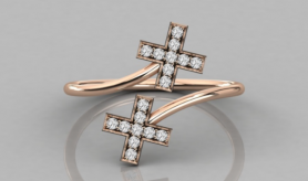 Casual Diamond Cross  Bypass Ring