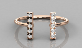 Casual Diamond Bar Cuff Ring