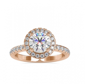 Single Halo Solitaire Diamond Engagement Ring 