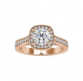 Hidden Halo Pave Diamond Engagement Ring 