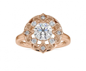 Vintage Diamond Engagement Ring  Cathedral Shank