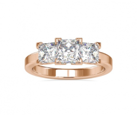 Princess Trio Diamond Promise Ring for Her Chevron Set