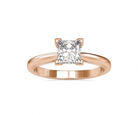 Princess Solitaire Diamond Promise Ring for Her Chevron Setting