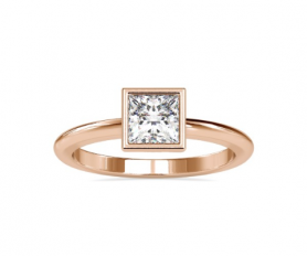 Princess Cut Solitaire Diamond Promise Ring Bezel Setting