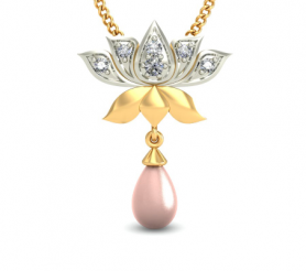 Drop Lotus Diamond Pendant