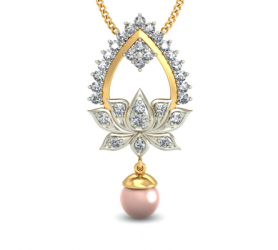 Lotus Diamond Pearl  Pendant