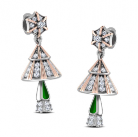 Two Tone Diamond & Enamel Earring