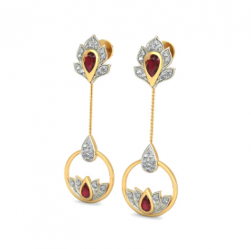 Diamond & Ruby Chain Dangle Earring