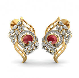 Diamond & Ruby studs - Temple  collection 