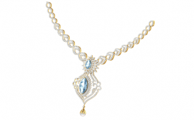 Diamond  & Gemstone Jewelry Set - Necklace & Earrings