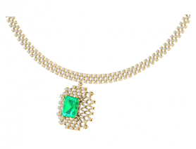 Diamond & Gemstone  Jewelry Set - Necklace & Earrings