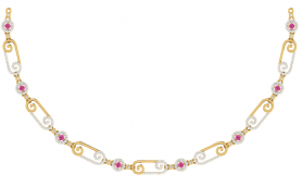 Diamond & Gemstone Jewelry Set  - Necklace & Earrings