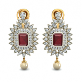 Ruby Pearl Diamond Earring