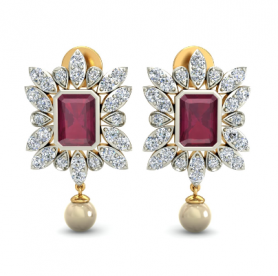 Ruby Pearl Diamond Earring