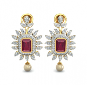 Ruby Pearl Diamond Earrings