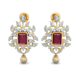 Ruby Pearl Diamond Earrings