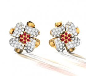 Floral Diamond  and Gemstone Studs