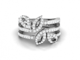 Floral Cuff style Solid  Cocktail Diamond Ring 