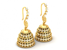 Temple Diamond Jhumkis-Danglers