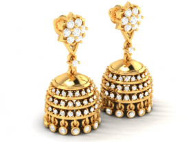 Temple Diamond Jhumkis-Danglers