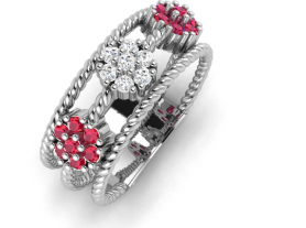 Diamond and Gemstone Rope  Ring