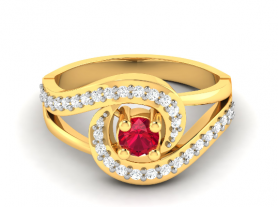 Swirl Diamond and Gemstones Ring