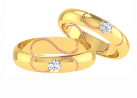 Two-tone Solitaire Diamond Couple Bands