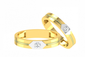 Bold Solitaire Diamond Couples Band