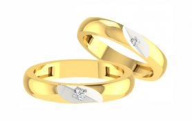 Two-tone Solitaire Diamond Couple Bands