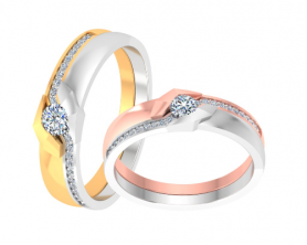 Two-tone Solitaire Diamond Couple Bands