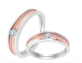 Two-tone Solitaire Diamond Couple Bands