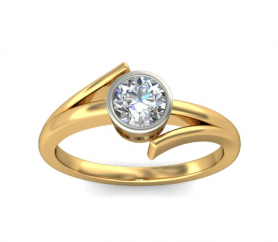 Two tone Bezel Set Solitaire Engagement Ring