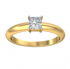 Princess Cut Traditional Solitaire Diamond Engagement Ring Tapered Shank