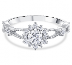 Diamond Milgrain Engagement Ring  Prong Set